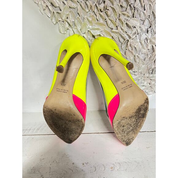 Guglielmo Rotta Plexiglass Patent Leather Stilettos Pumps Yellow/Pink 39.5 / 9 - Picture 5 of 5